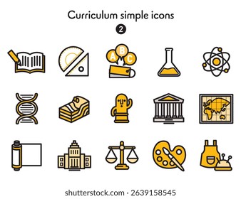 School lesson curriculum icon collection