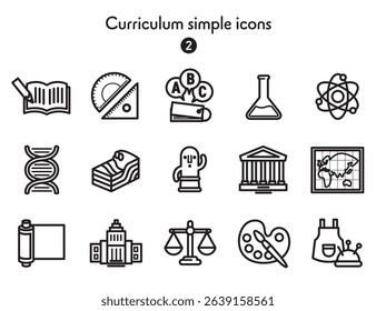 School lesson curriculum icon collection