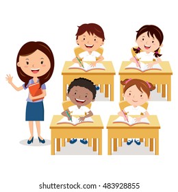 School Lesson Teacher School Kids Stock Vector (royalty Free) 483928855 