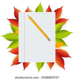 school letter Autumn leaves. Vector illustration