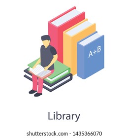 
School library vector in isometric design 
