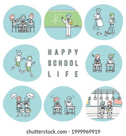 School life person illustration set