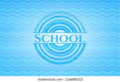 School light blue water wave emblem background.