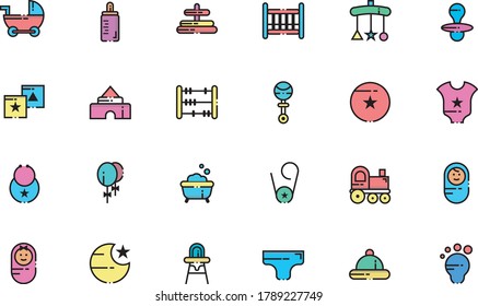 School line Color Icon Pack - All elements on this template are editable with vector software