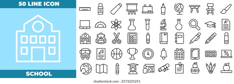 School Line Editable Icons set. Vector illustration in modern thin line style of school icons: school, student, study, etc
