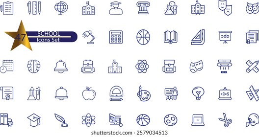 
School line editable Icons set.