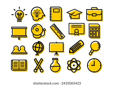 School Line Icon Element Set
