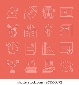 School line icon set