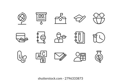 School line icon set