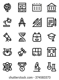 School line icon set. Pixel perfect fully editable vector icon suitable for websites, info graphics and print media.