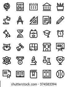 School line icon set. Pixel perfect fully editable vector icon suitable for websites, info graphics and print media.