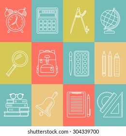 School line icon  set.Vector illustration