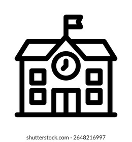 School line icon. Simple vector symbol used for school, travel, or education themes. Clean linear design, Thin stroke design, isolated on white.