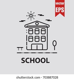 School line icon in trendy isolated on grey background.Vector illustration.
