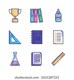 School Line Icon Vector Set