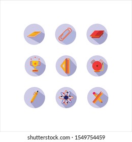school line icons set vector illustration. Contains such icon as pen, ruler, pencil, bell, and more. Editable stroke