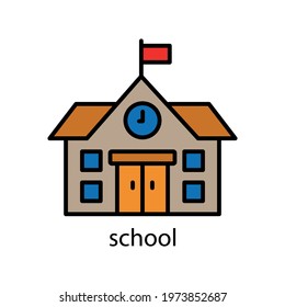 School lineal color icon. Editable stroke. Design template vector