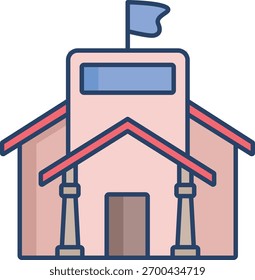 Diseño de icono de color lineal de la escuela