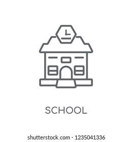 School linear icon. Modern outline School logo concept on white background from E-learning and education collection. Suitable for use on web apps, mobile apps and print media.