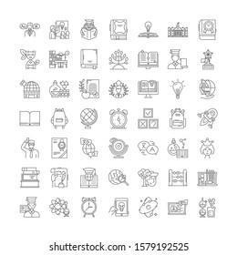 School linear icons, signs, symbols vector line illustration set