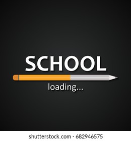 School loading bar with pencil  - funny school pencil inscription template background