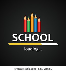 School loading bar with pencils  - funny school pencils inscription template background