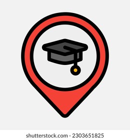 Schulortsymbol im vollen Strichstil, Verwendung für Website-Mobile-App-Präsentation