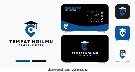 School location logo and business card design vector template
