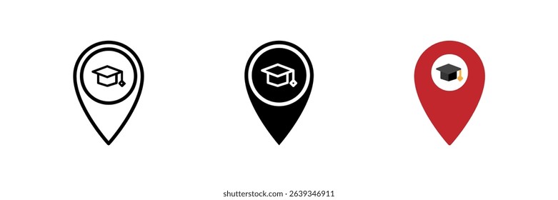 A school location map pin icon, versatile for representing educational sites, school addresses, and navigation.