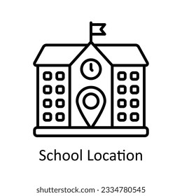 School Location Outline Icon Design illustration. Map and Navigation Symbol on White background EPS 10 File