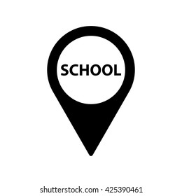 school locaton pin icon on white background