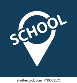 school locaton pin icon on color background