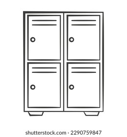 Icono del garabato del casillero de escuela. Ilustración del vector de contorno aislada en fondo blanco