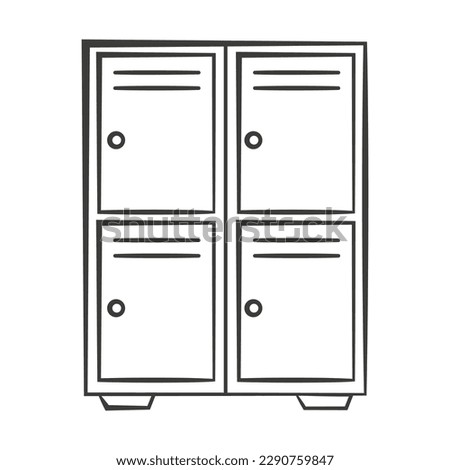 School locker doodle icon. Outline vector illustration isolated on white background