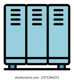 School locker icon outline vector. Safety room. Kid security color flat