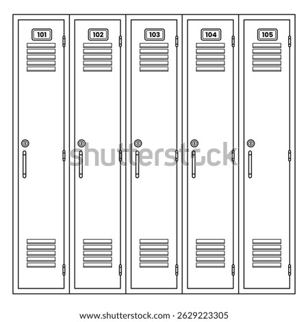 School Locker Outline Icon Illustration on White Background