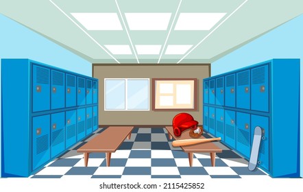 School locker room background illustration