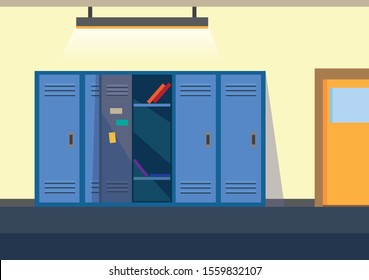 school locker room flat illustration background vector