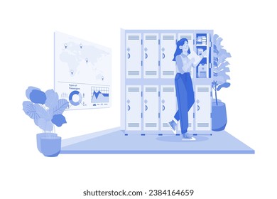 School Locker Room Illustration concept on a white background