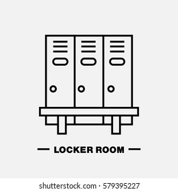 School Locker Room Vector Icon. Cloakroom Sign, Wardrobe Thin Line Pictogram. Interior Illustration.