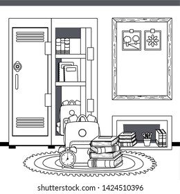 School locker and supplies design