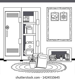 School locker and supplies design