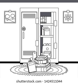School locker and supplies design