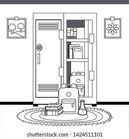School locker and supplies design