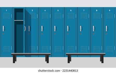 School locker vector door highschool metal gymnasium. Gym lockers box background.