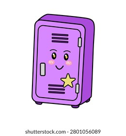 school locker vector illustration. Kawaii purple metal storage cabinet cartoon icon isolated.