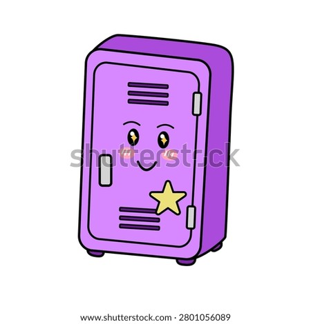 school locker vector illustration. Kawaii purple metal storage cabinet cartoon icon isolated.