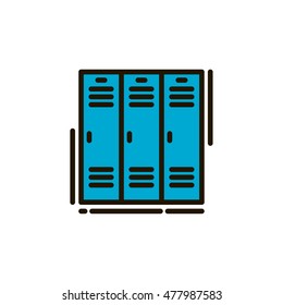 School lockers vector icon for keeping clothes, books and other personal pupils and students stuff.