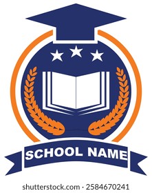 School Logo Design In vector Design Color in blue 