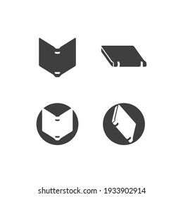 logotipo escolar y educación, vector, ilustración y logotipo del libro para la web de estudio, la pluma, el taller y el aprendizaje de los medios de Internet icono en línea en el teléfono